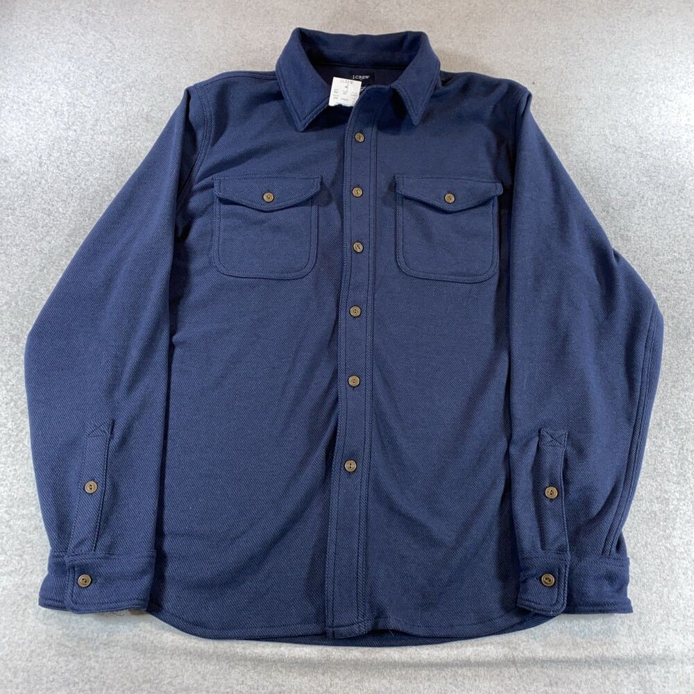 J. Crew Men's Double-Knit Work Shirt Jacket Navy Size L Workwear Utility NWT